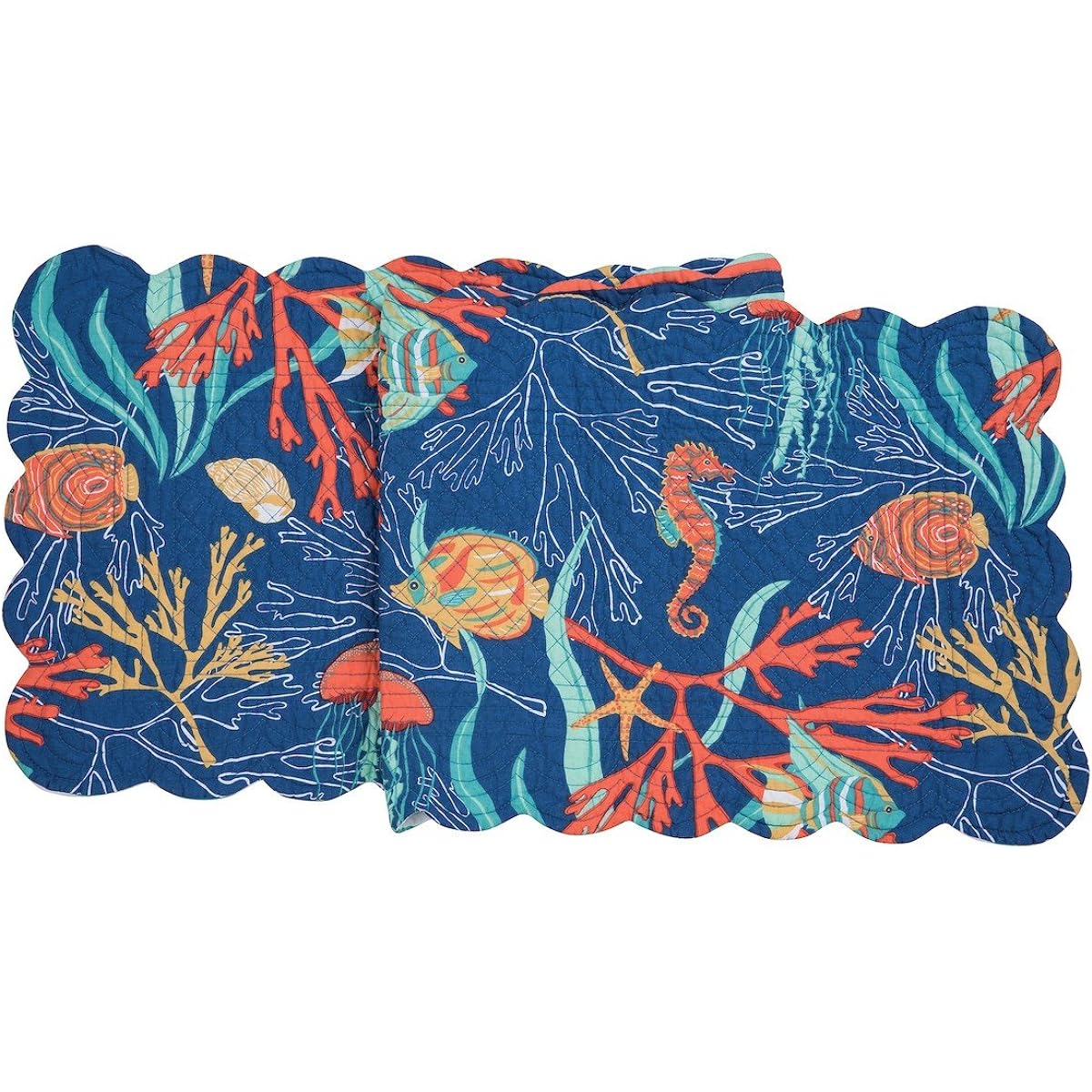 C&F Home Bimini 14" x 51" Table Runner Cotton Quilt Reversible Machine Washable Runner Blue