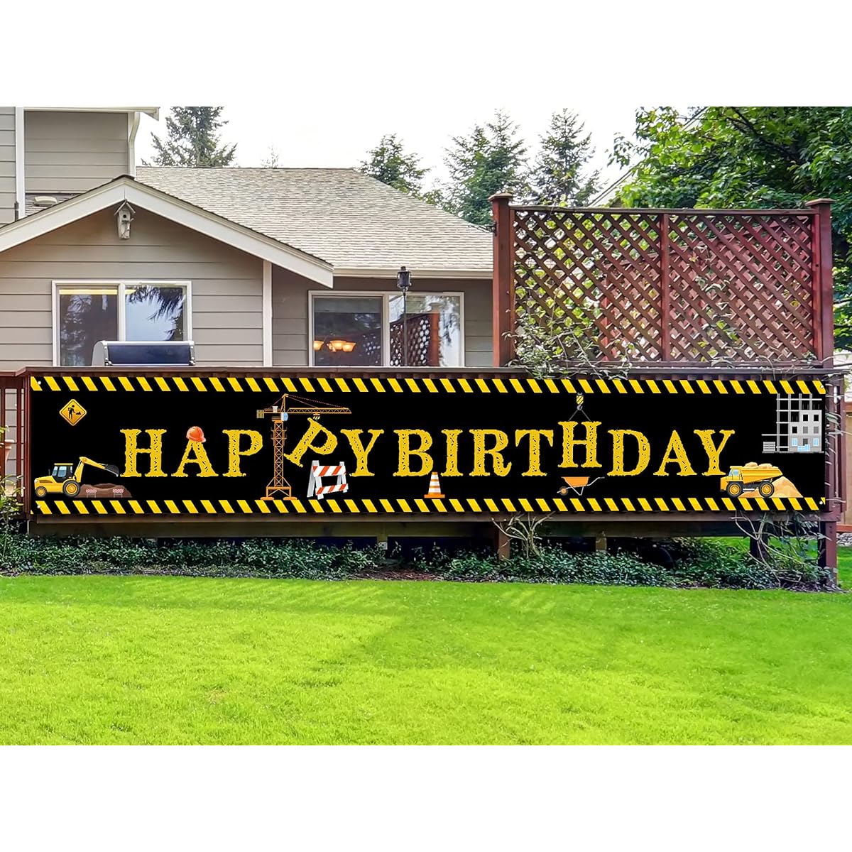 Construction Party Decorations, Construction Birthday Party Supplies, Yard Banner Dump Truck Birthday Outdoor Decorations for Kids Boys Birthday Party Decor 10ft x 1.5ft