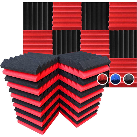 Arrowzoom 24pcs Black & Red Triangle PRO Acoustic Foam Tile Wall for Soundproof Recording and Noise Reduction for Studio & Home 30cm x 30cm x 5cm SD1243