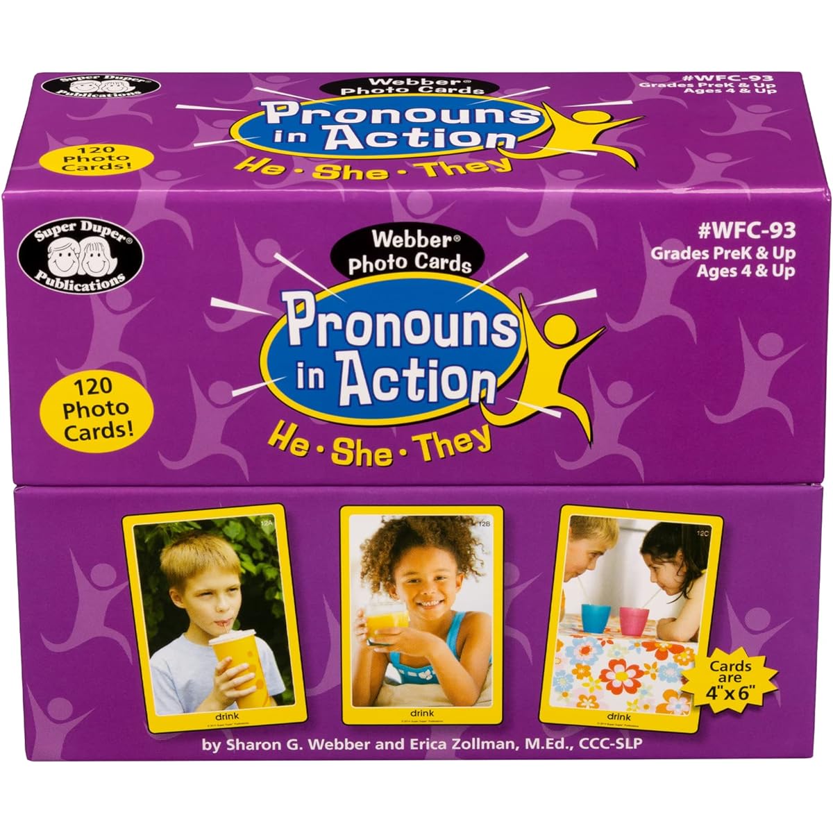 Super Duper Publications | Webber Photo Cards - Pronouns in Action - He, She, They - Verb Flashcards | English Grammar - Third Person Subjective Pronouns | Educational Learning Materials