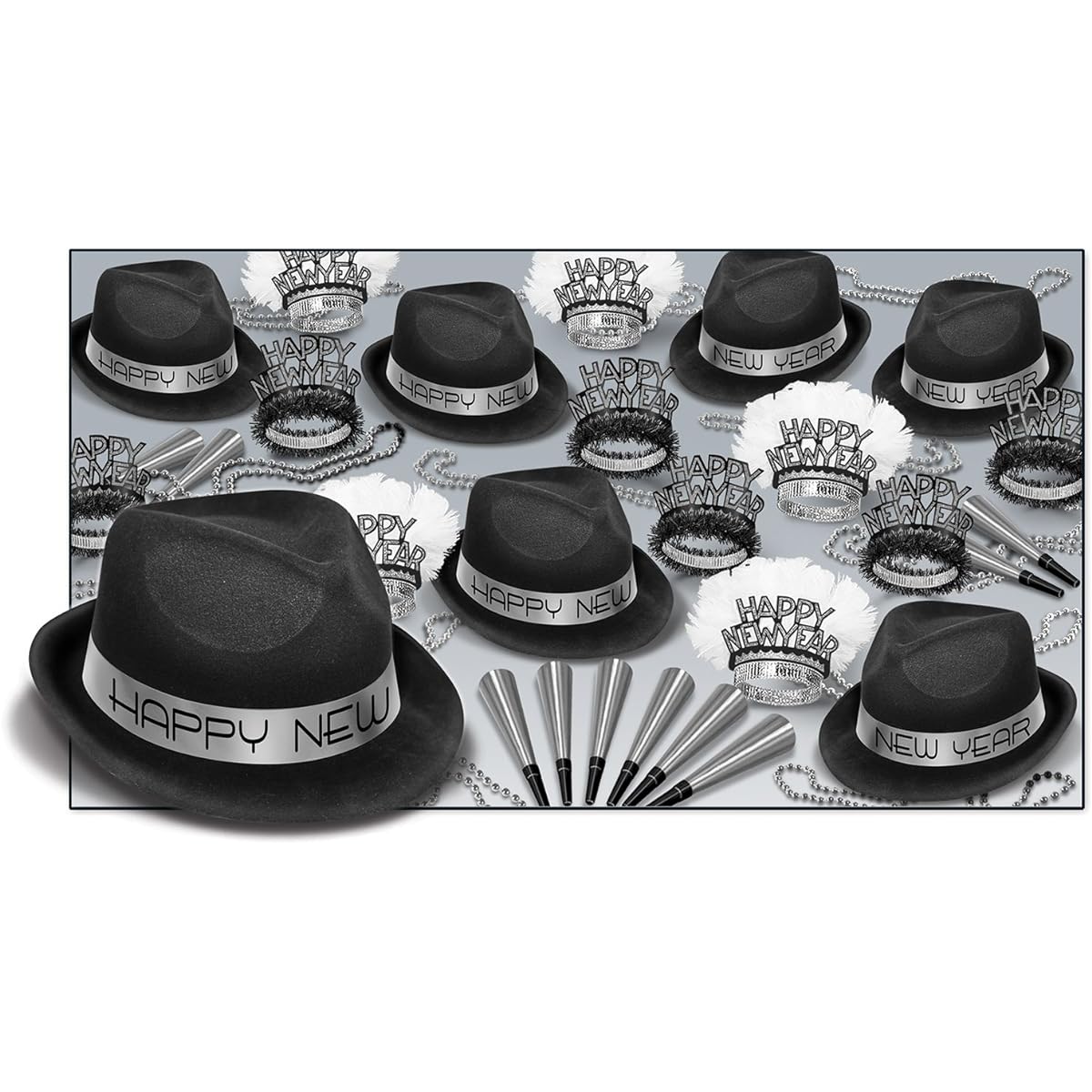 Beistle Chairman Assortment, 50-Person, One-Size Fits All, Black/Silver/White
