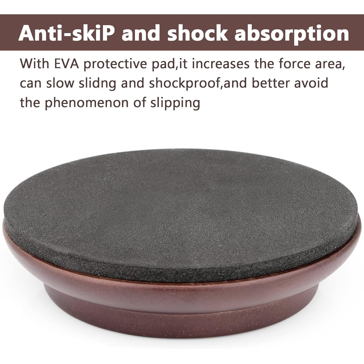 Eison Upright Piano Caster Cups Solid Sapele Wood Piano Casters Piano Legs Floor Protector Anti-Slip & Anti-Noise Foam for Hardwood Floors (Dark Brown)