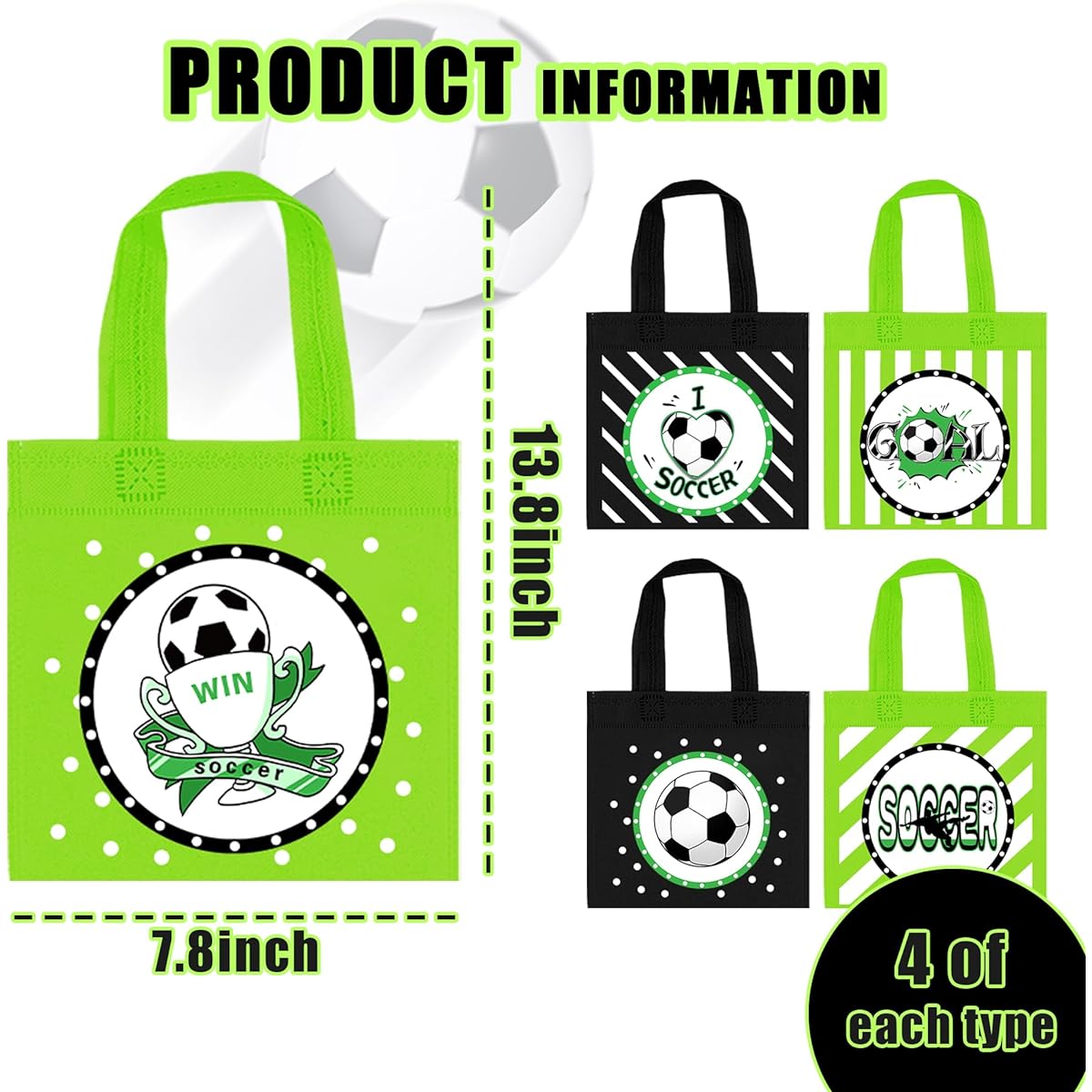 BANBALLON Soccer Party Favor Bags Soccer Gift Bags Kids Gift Bags Soccer Birthday Party Sports Theme Party Baby Shower Goodie Bag Supplies (Soccer) 20 Pieces