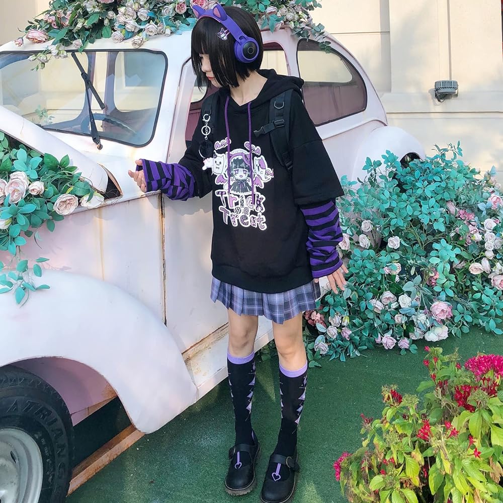 [TOWYYO] Trick Or Treat Halloween Hoodie Sickly Cute Clothes Harajuku Style Street Style Women's Anime Korean Large Size Spring Autumn Winter
