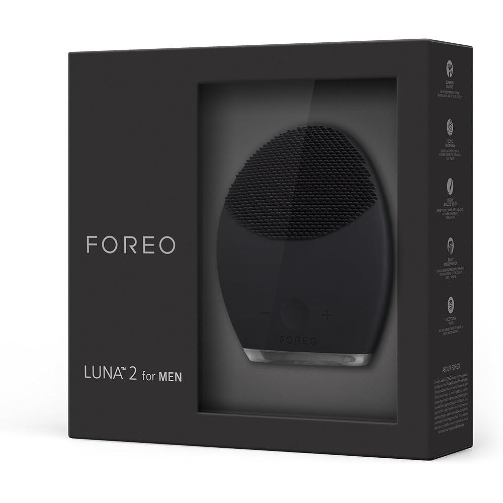 FOREO LUNA 2 for Men Electric Facial Cleansing Brush Silicone Sonic Vibration Aging Care* Black 1 piece