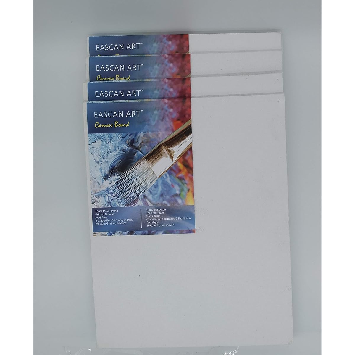 Eascan Art Painting Drawing and Sketch Accessories Cotton Medium Grain Painting Canvas Board Pack of 4 (8" x 8")