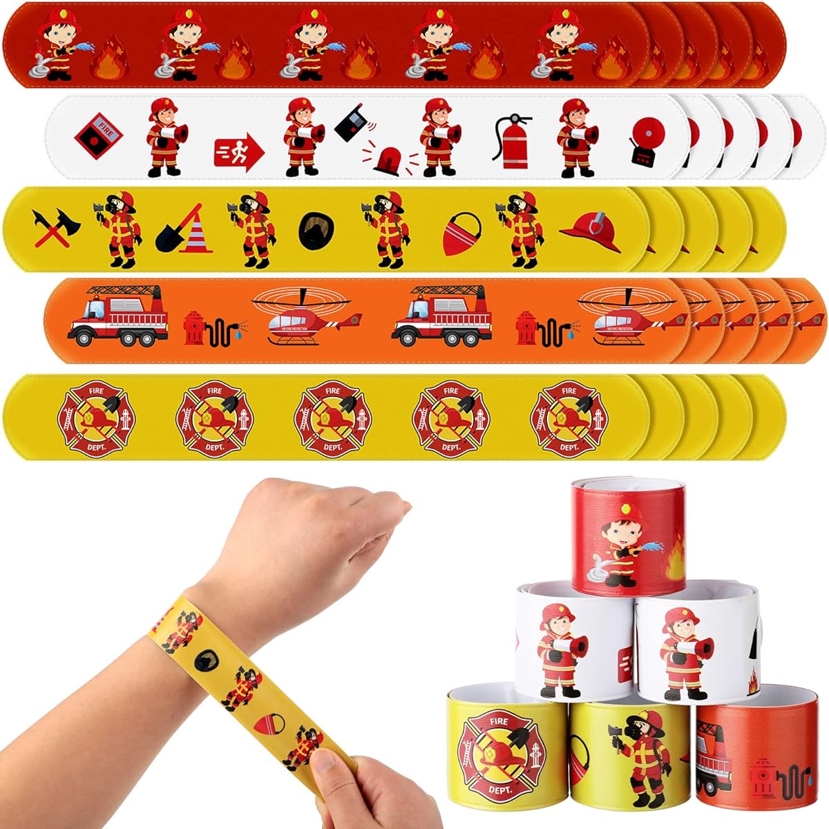 Fire Truck Slap Bracelet Fireman Snap Bracelets Party Favors Fireman Party Decorations Fireman Party Decorations Fire Truck Party Favors for Kids Party Favors Class Rewards Exchange Gifts 36 Pieces