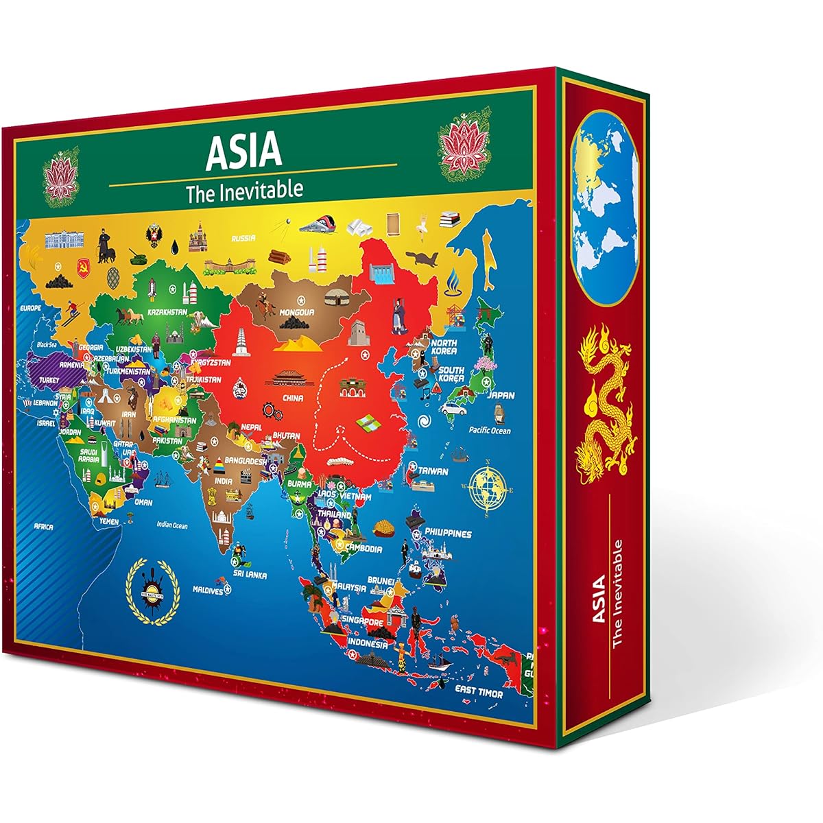 Asia Map Puzzle - Map of Asia - Jigsaw Puzzle - Education History - 100 Piece Puzzle - Inevitable Continents - Geography Puzzle - China | India | Russia | Japan | Philippines | Thailand