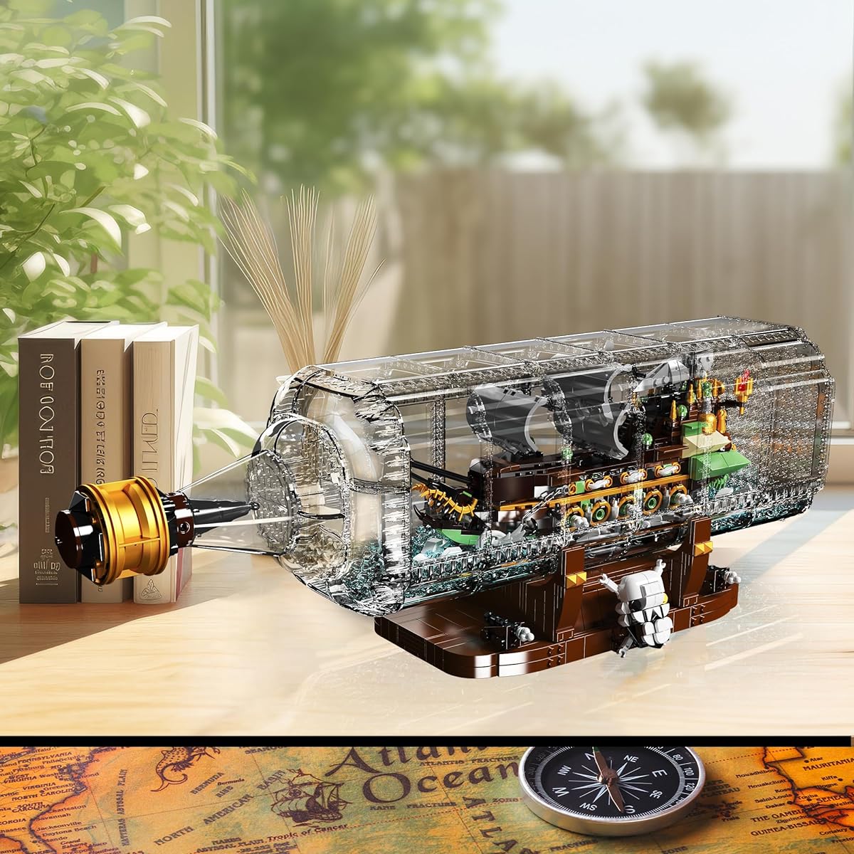Addshiny Ideas Ship in a Bottle Blocks Set Drift Bottle Flying Dutchman Pirate Ship Model Building Kit with Display Stand Battleship Gifts for Adults and Teens (2499 Pieces)