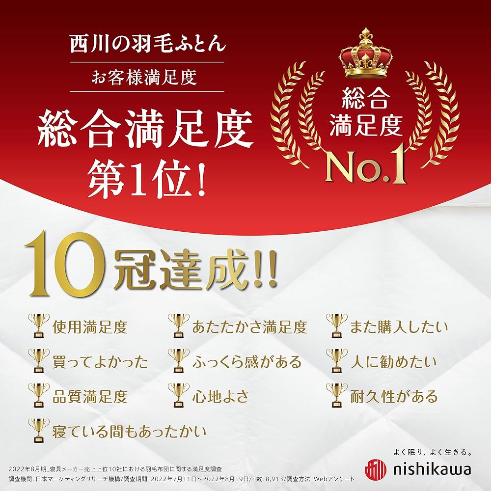 Nishikawa [Nishikawa] Duvet, Single, 90% White Duck Down, Fluffy, Light and Warm, Comforter, Bio-Up Processing that brings out the power of the feathers, 3D Quilt with less uneven feathers, For Winter, Made in Japan, Blue KA02003515