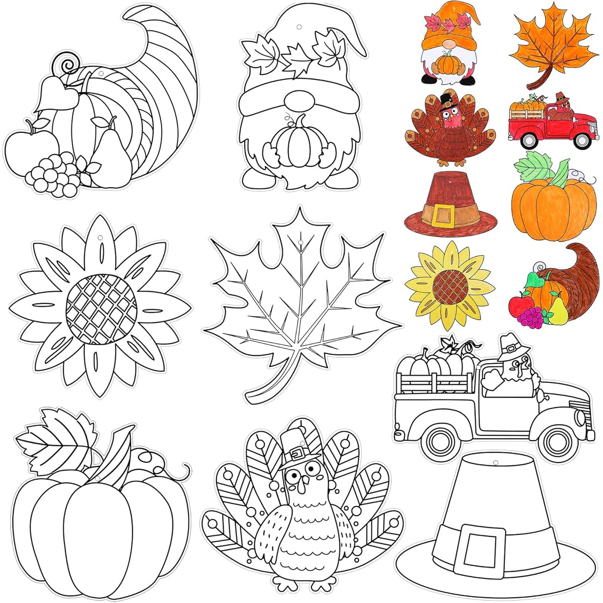 Qeeenar 80 Pieces Thanksgiving Window Art Painting DIY Suncatcher Paper Turkey Paint Art Suncatcher Craft Coloring Pumpkin Suncatcher Suncatcher Kids Girls Boys Classroom Harvest Party Activities