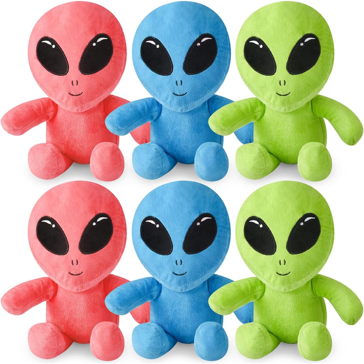 6pcs Stuffed Alien Plush Toys 8" Blue Pink Green Alien Soft Huggable Alien Stuffed Animals Adorable Space Creatures Stuffed Animals Soft Plush Toys for Adults Girls Boys Space Party Favors Decoration