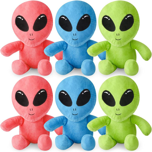 6pcs Stuffed Alien Plush Toys 8" Blue Pink Green Alien Soft Huggable Alien Stuffed Animals Adorable Space Creatures Stuffed Animals Soft Plush Toys for Adults Girls Boys Space Party Favors Decoration