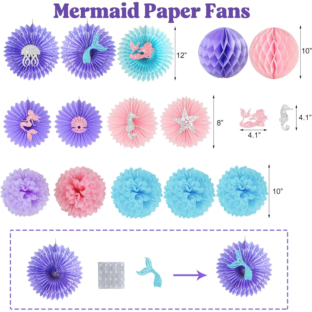 Mermaid Birthday Decorations for Girls Mermaid Birthday Party Supplies Little Mermaid Party Decorations Mermaid Party Decorations Under the Sea