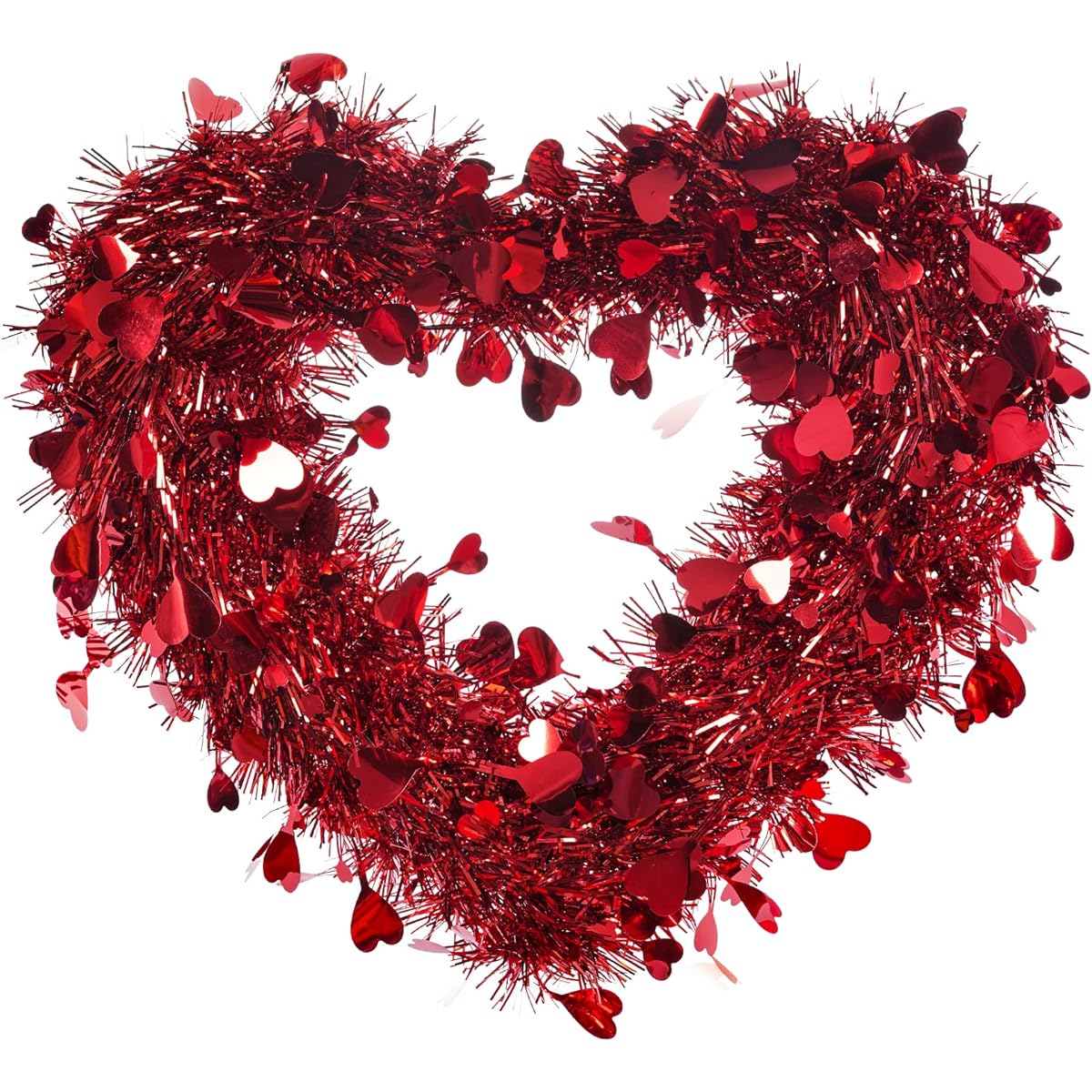 Valentine's Day Heart Wreath Love Heart Tinsel Garland Artificial Hanging Hearts Wall Decor Wedding Party Proposal Engagement Mother's Day Birthday Anniversary Front Door Window Mantel Decor
