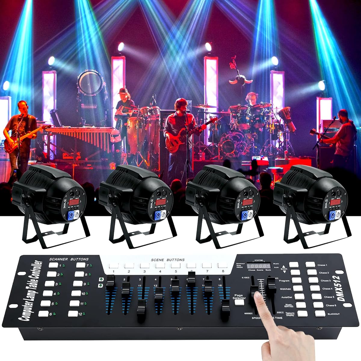 TCFUNDY DMX Controller 192 Channel 512 DMX Light Controller Stage Lighting Console for Party DJ Disco Light Show Night Club