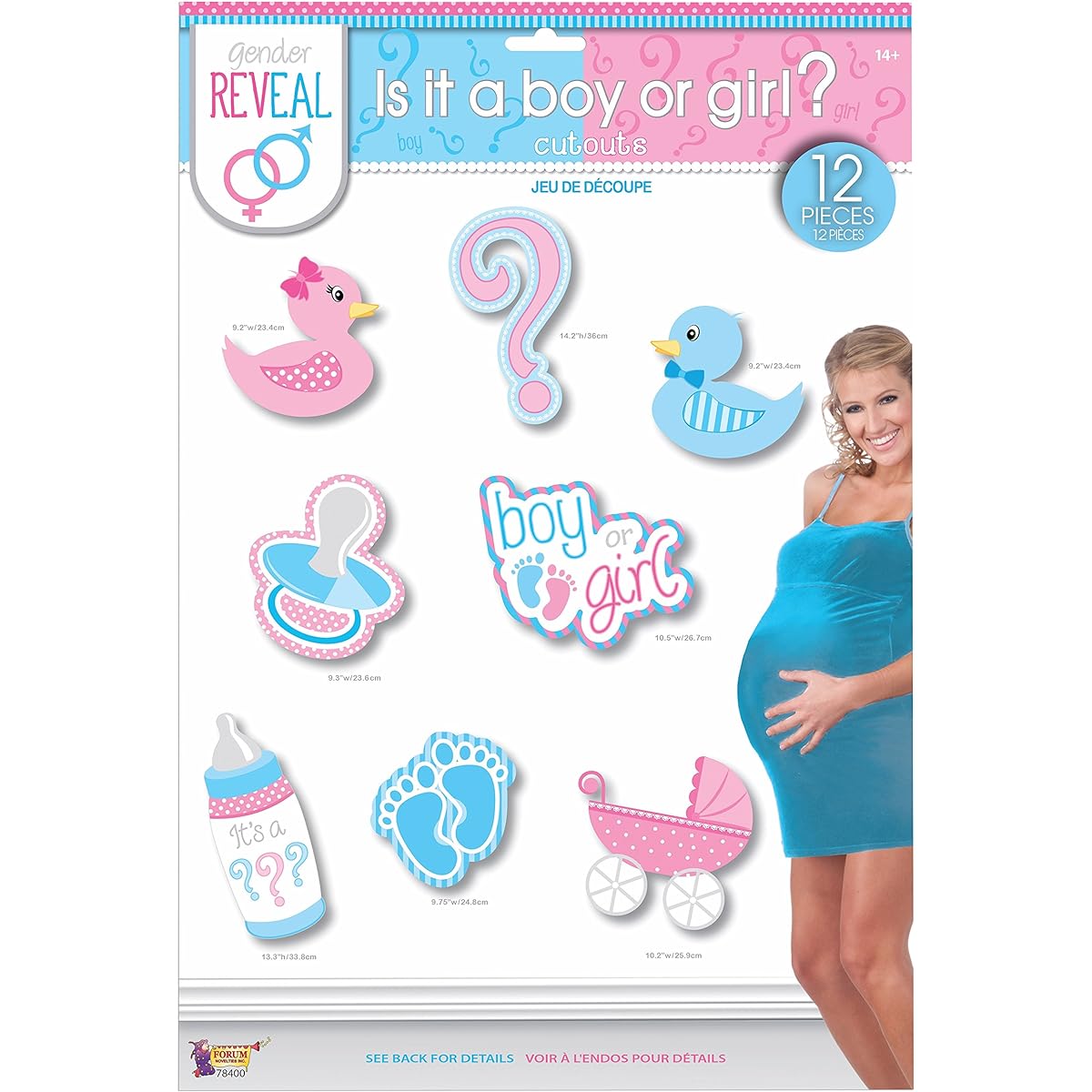 Gender Reveal Baby Party Photo Booth Set of 12 Decor Cutouts
