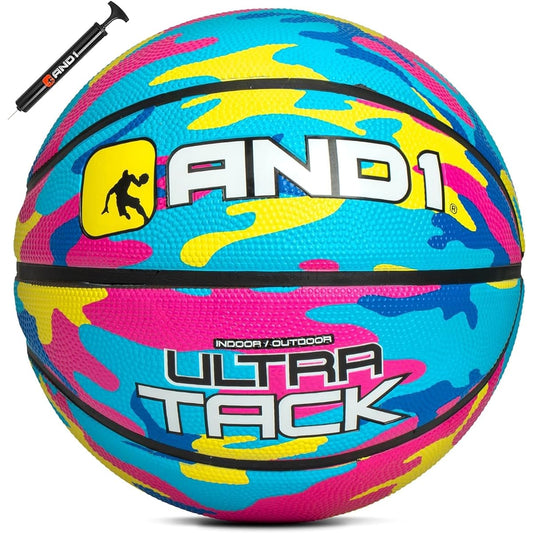 AND1 Ultra Grip Basketball: Official Regulation Size 7 (29.5") Rubber Basketball - Deep Channel Construction for Streetball Indoor Outdoor Basketball Games