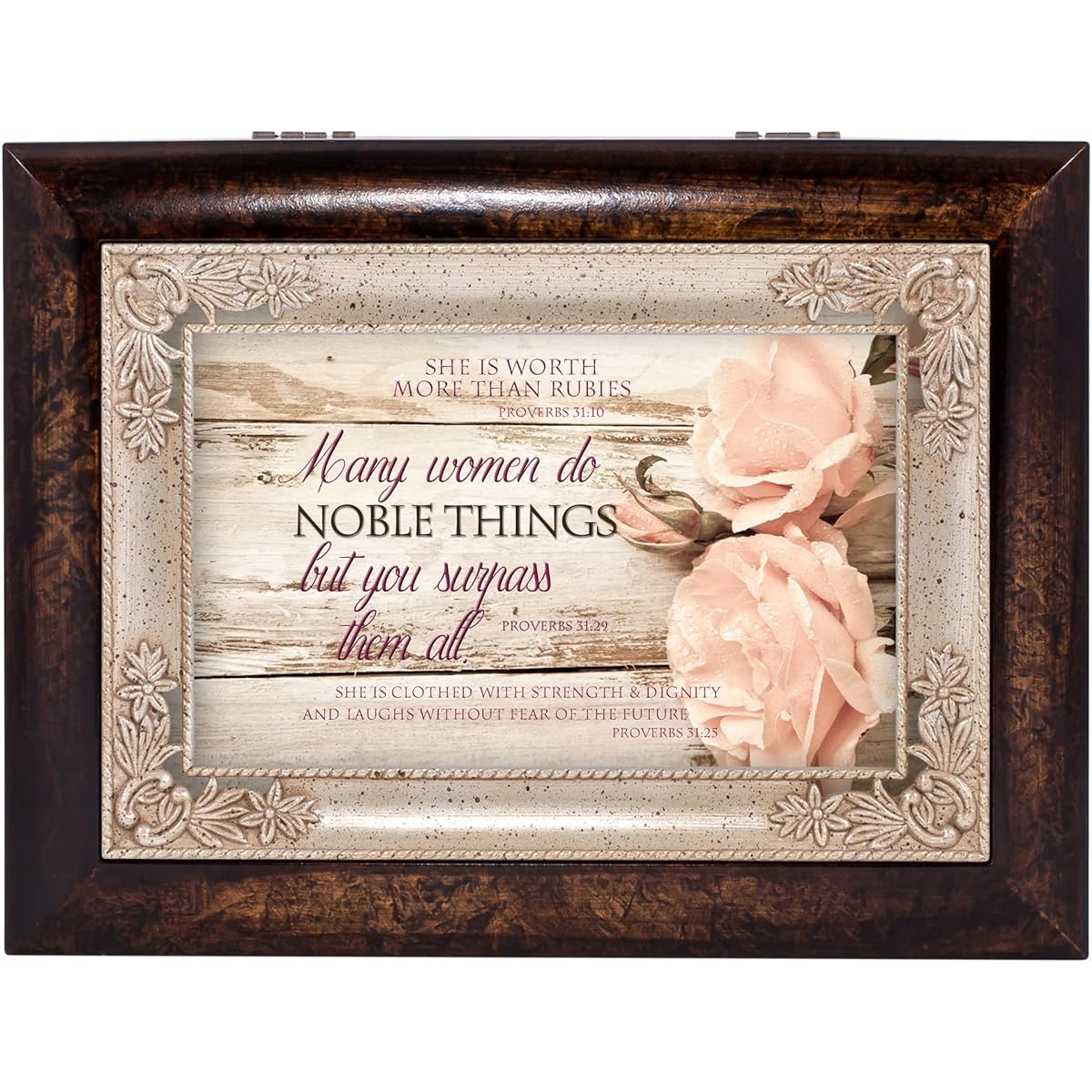 Proverbs 31 Woman Distressed Jewelry Box/Music Box Italian Design Song: Amazing Grace