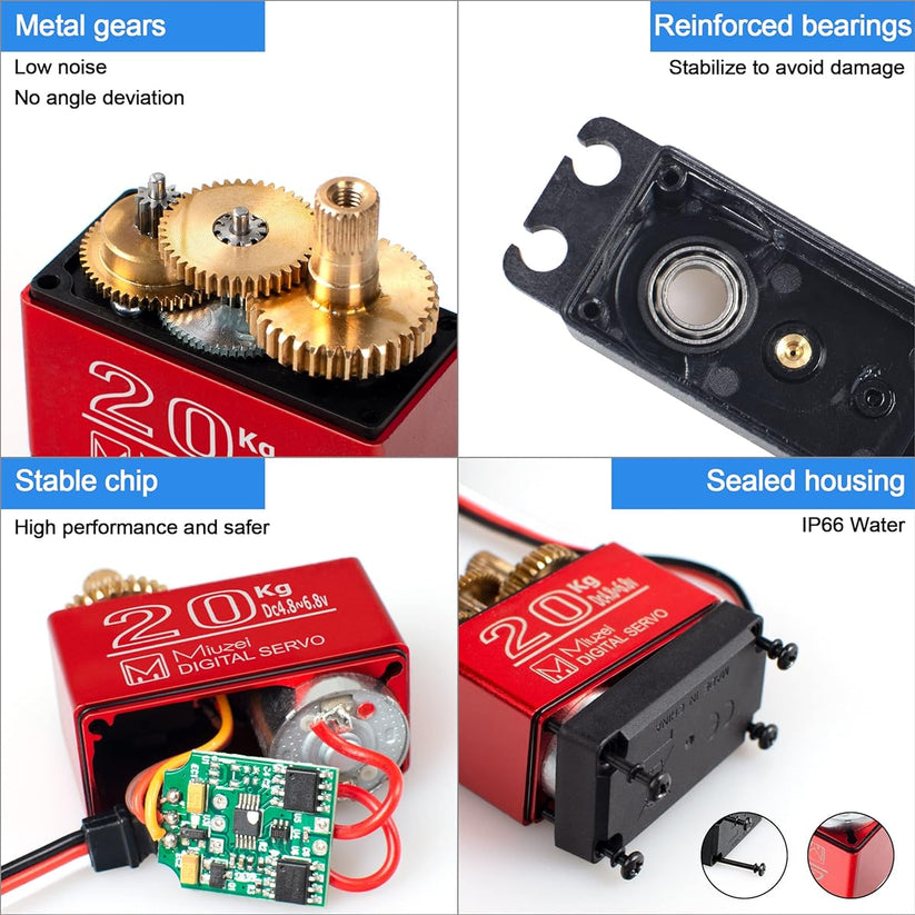 Miuzei 20kg Servo Motor High Torque Digital Servo Metal Waterproof Ser ...