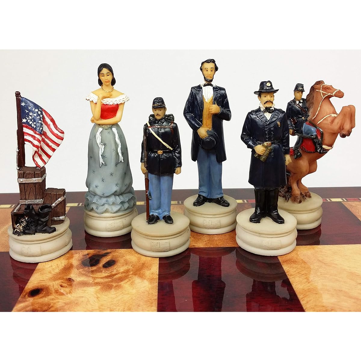 American Civil War Queens Set Chess Pieces Hand Painted No Board