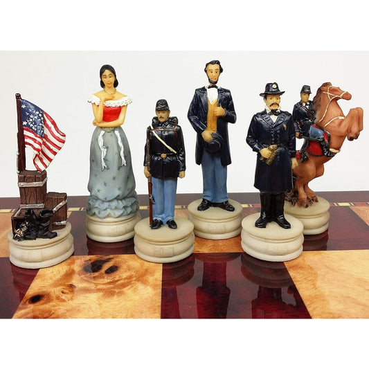 American Civil War Queens Set Chess Pieces Hand Painted No Board