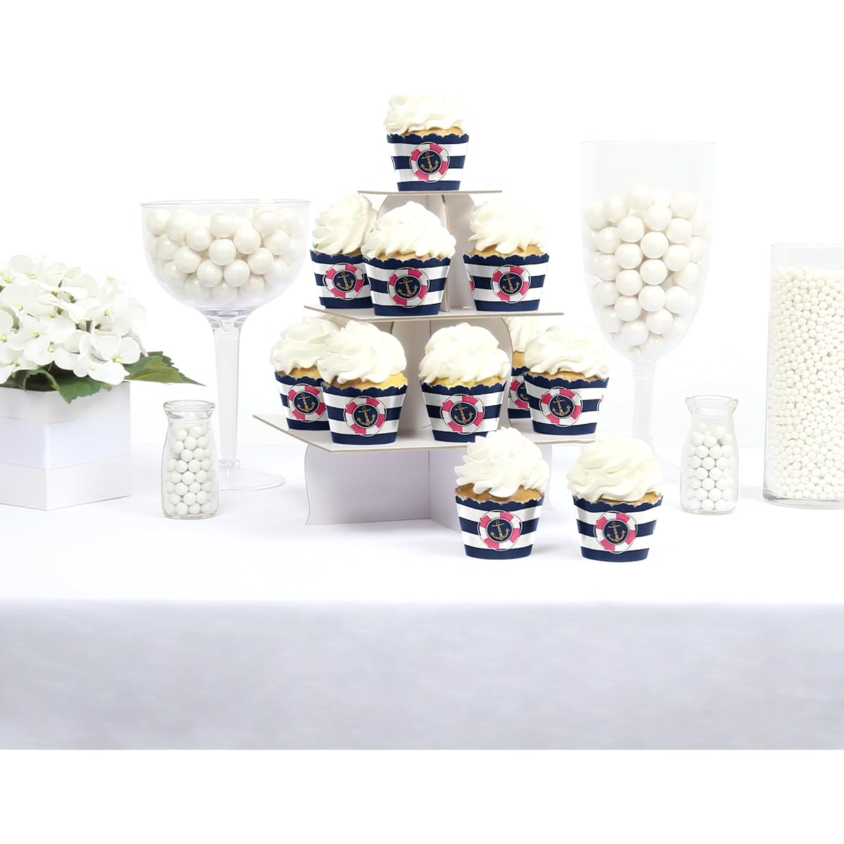Last Sail Before The Veil - Nautical Bridal Shower & Bachelorette Party Decorations - Party Cupcake Wrappers - Set of 12