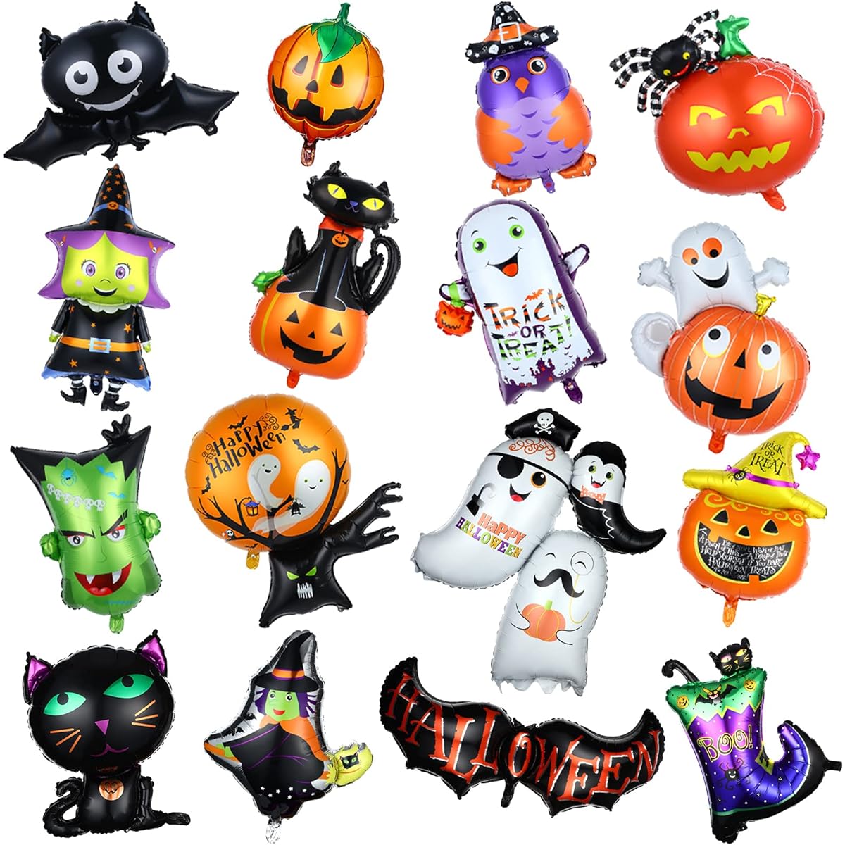 Halloween Foil Balloons Halloween Aluminum Foil Balloons Halloween Mylar Balloons Pumpkin Witch Ghost Spider Devil Giant Balloons Double Sided Halloween Balloons Halloween Party Supplies