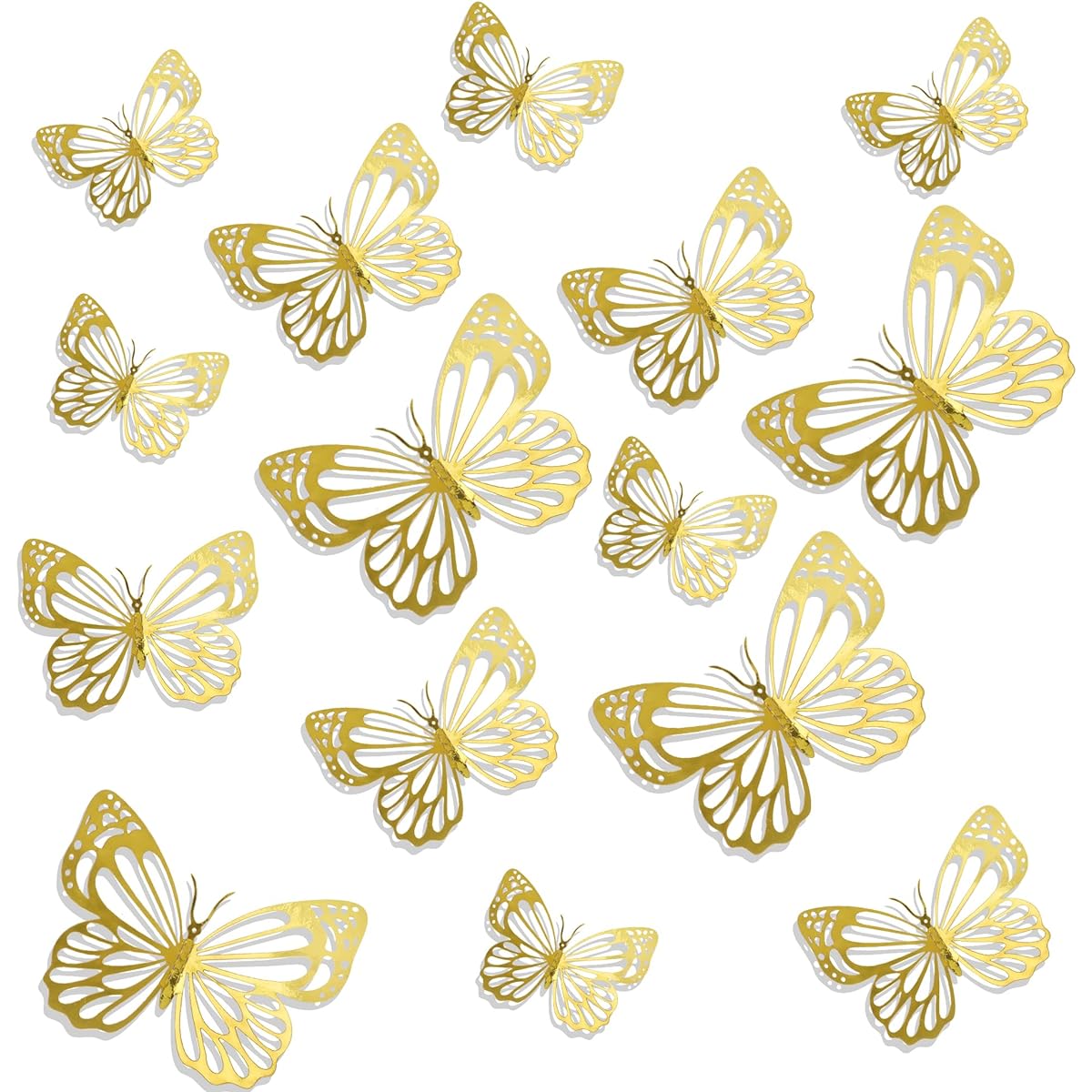 3D Butterfly Stickers - Gold Style 3