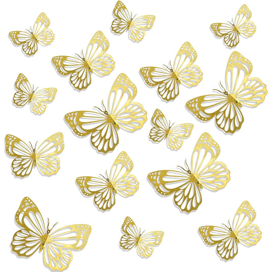 3D Butterfly Stickers - Gold Style 3