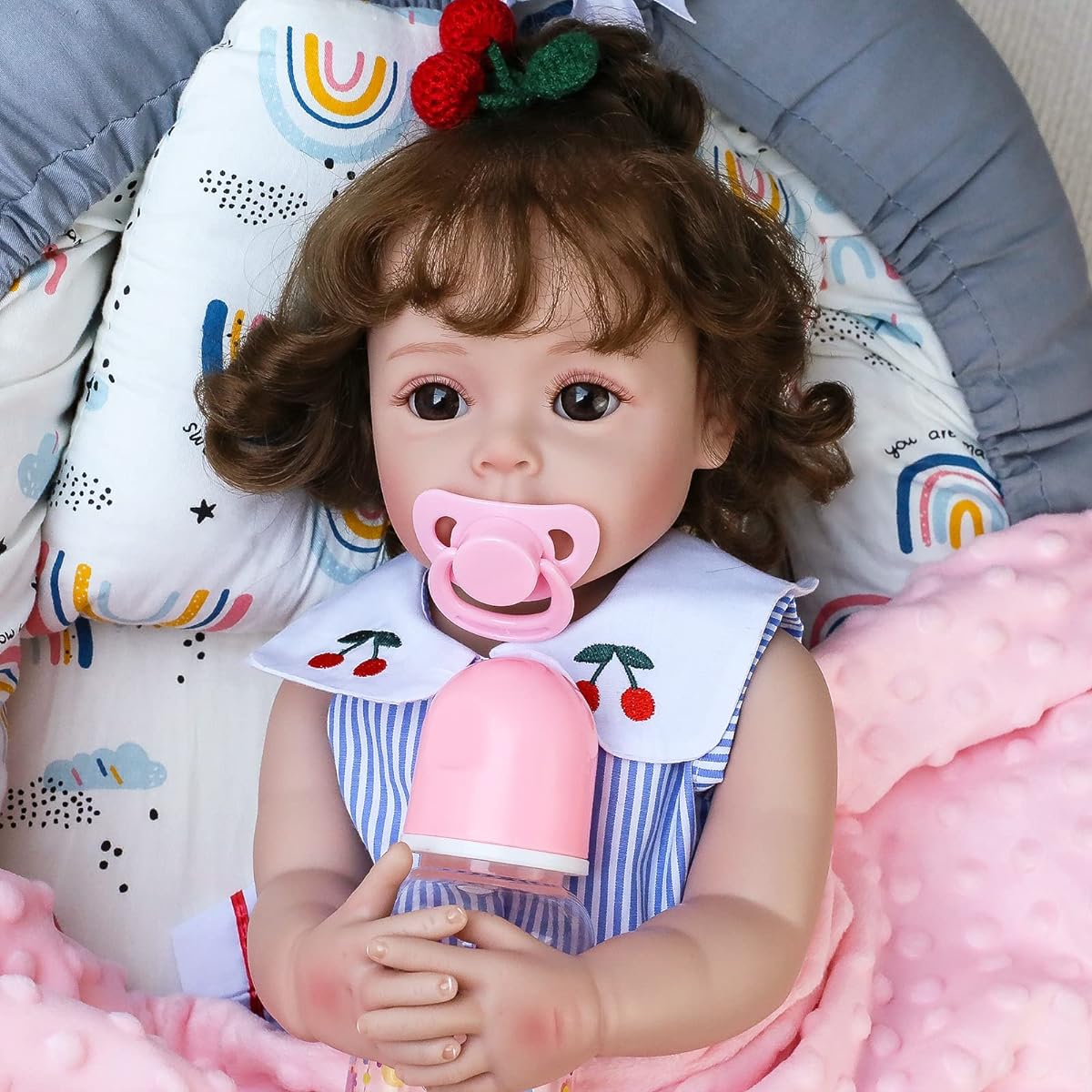 Besiletre Lifelike Reborn Baby Doll 18 Inch Realistic Newborn Baby Girl with Closure & Accessories Best Birthday Set Ages 3+