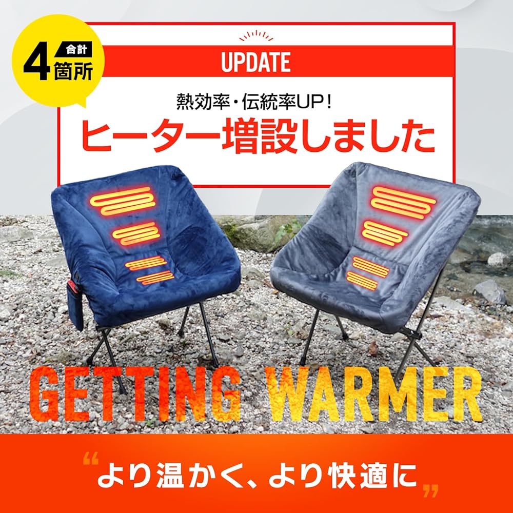 Mag Cruise Warm Heater Chair Cover [Patent Office Utility Model Patented] Heating Compact Chair Seat Cover Compatible with Helinox USB Type Up to 55 degrees Washable Cold Protection High Quality Material Warm Goods Heat Retention Compatible with Helinox