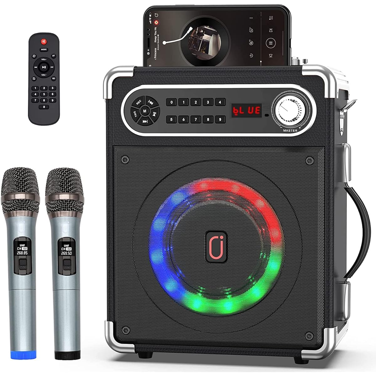 ophones, Bluetooth 5.0 Compatible, Treble and Bass Enhancement Function, Rechargeable, Portable, Suitable for Home Parties, Karaoke, Street Speeches, Meetings, School Events, Seminars, Outdoors, Disaster Prevention, Street Live Performances, Events, etc.