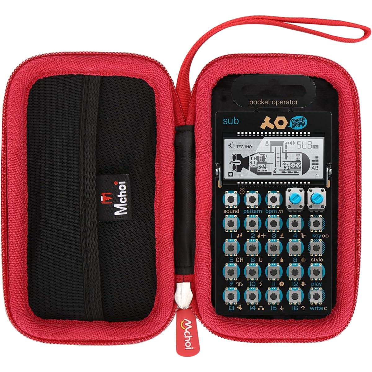 Mchoi Hard EVA Travel Case for Teenage Engineering PO-14 Pocket Operator Sub-Bass Synthesizer Case Only Red