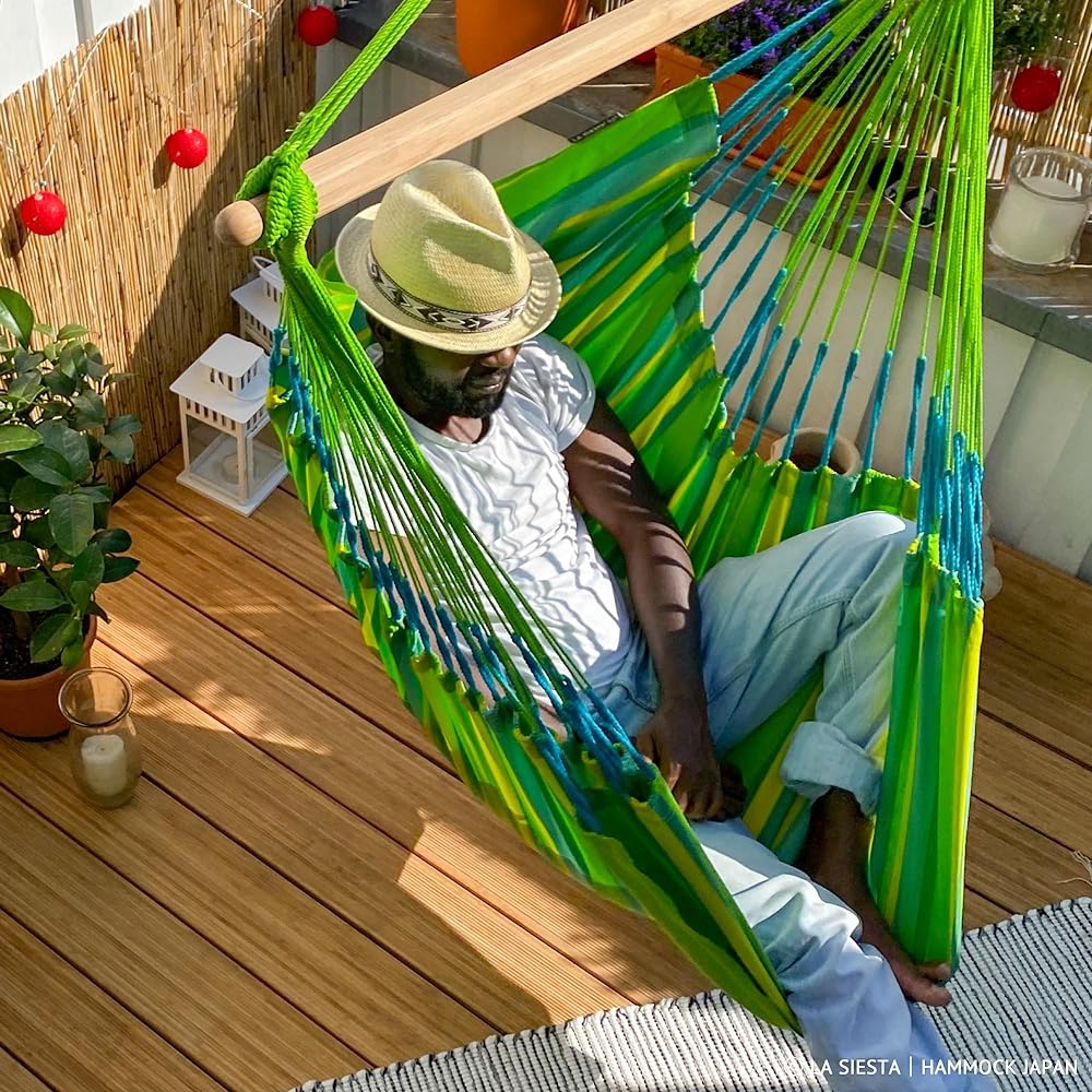 La Siesta Hammock Chair Comfort DOMINGO [Single person] Made by Hamakutex for outdoor use (Lime DOL18-48)
