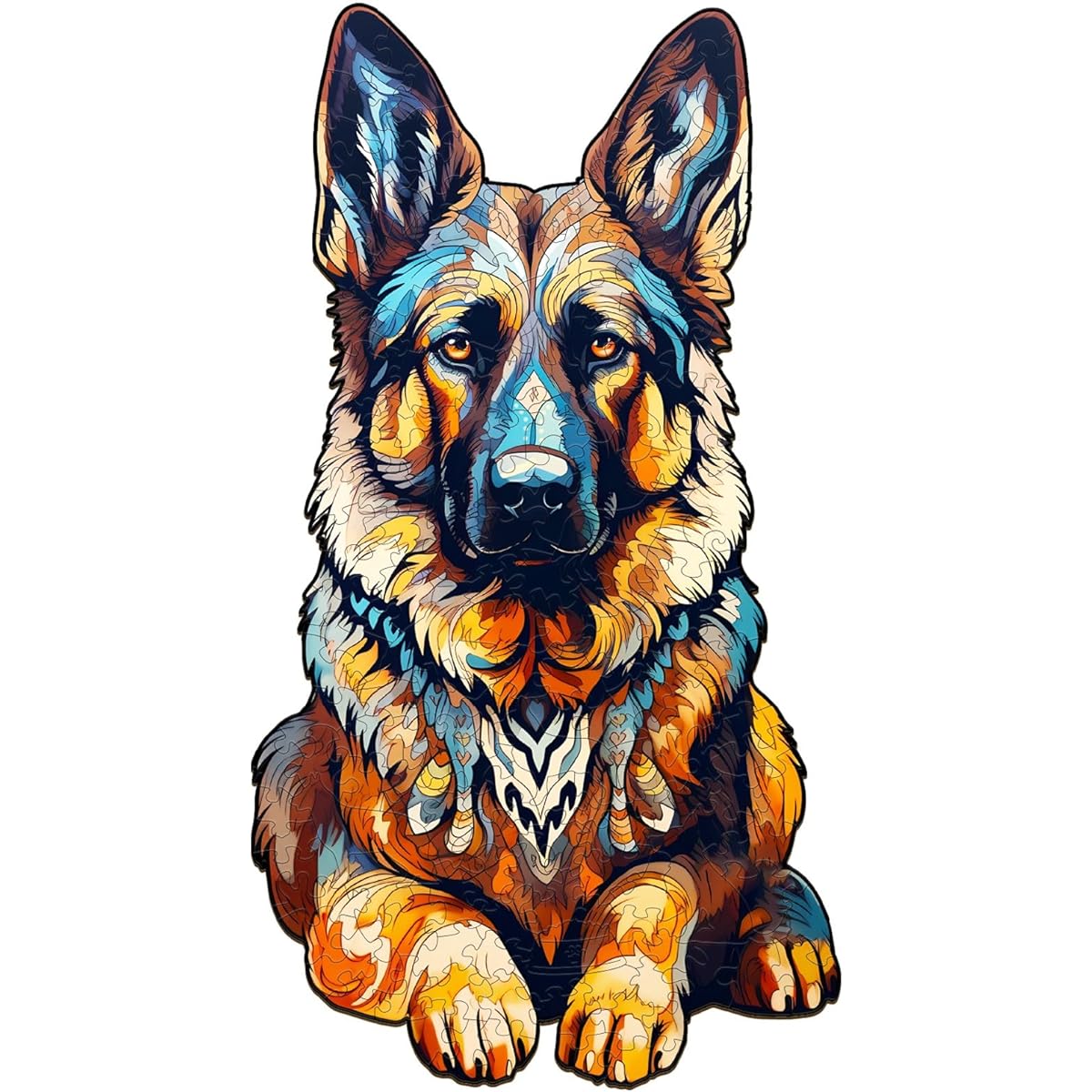 Souhoney Wooden Puzzle for Adults Unique German Shepherd Shape Advanced Animal Wooden Puzzle 80 Piece Wooden Jigsaw Puzzle Creative Gift for Adults and Kids Wooden Dog Puzzle 8.2x4.3 Inch