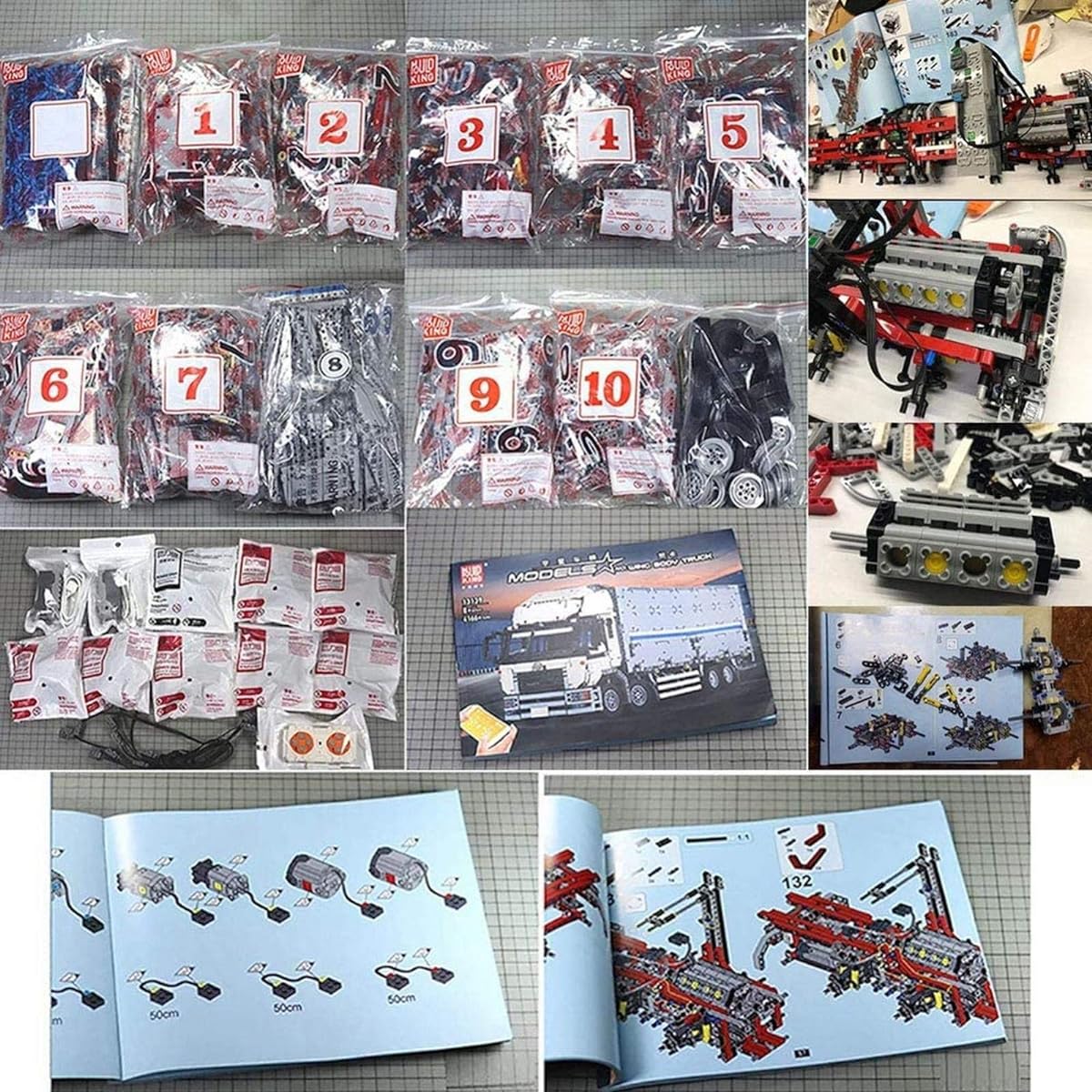 Technical truck with container. Radio controlled car with 8 engines and 4166 parts. Technical model of truck. The structure of the Sprint model is compatible with the technology of the main brands.