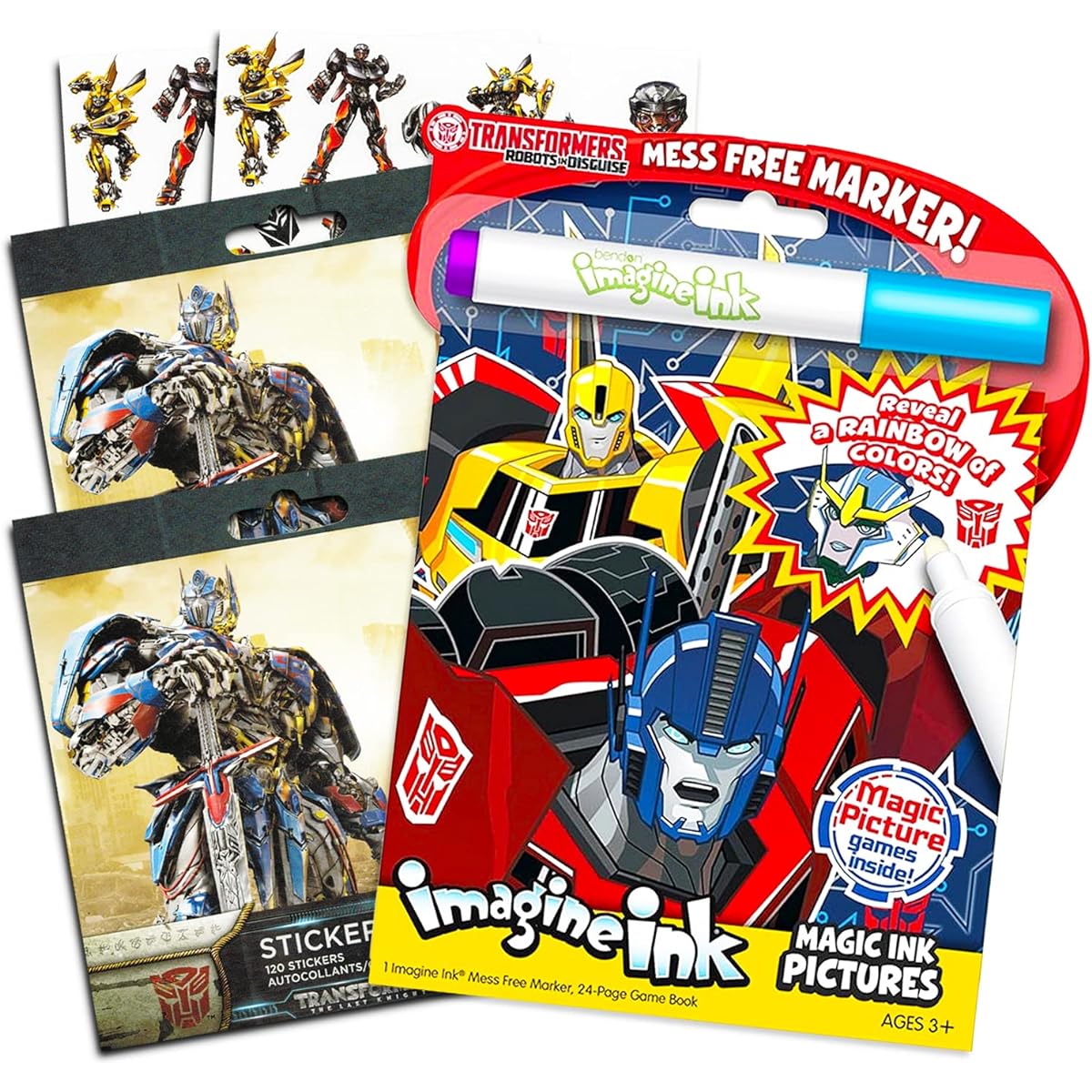 Transformers Imagine Ink Colouring Book Super Set with Over 300 Transformers Stickers (Includes Mess-Free Marker)