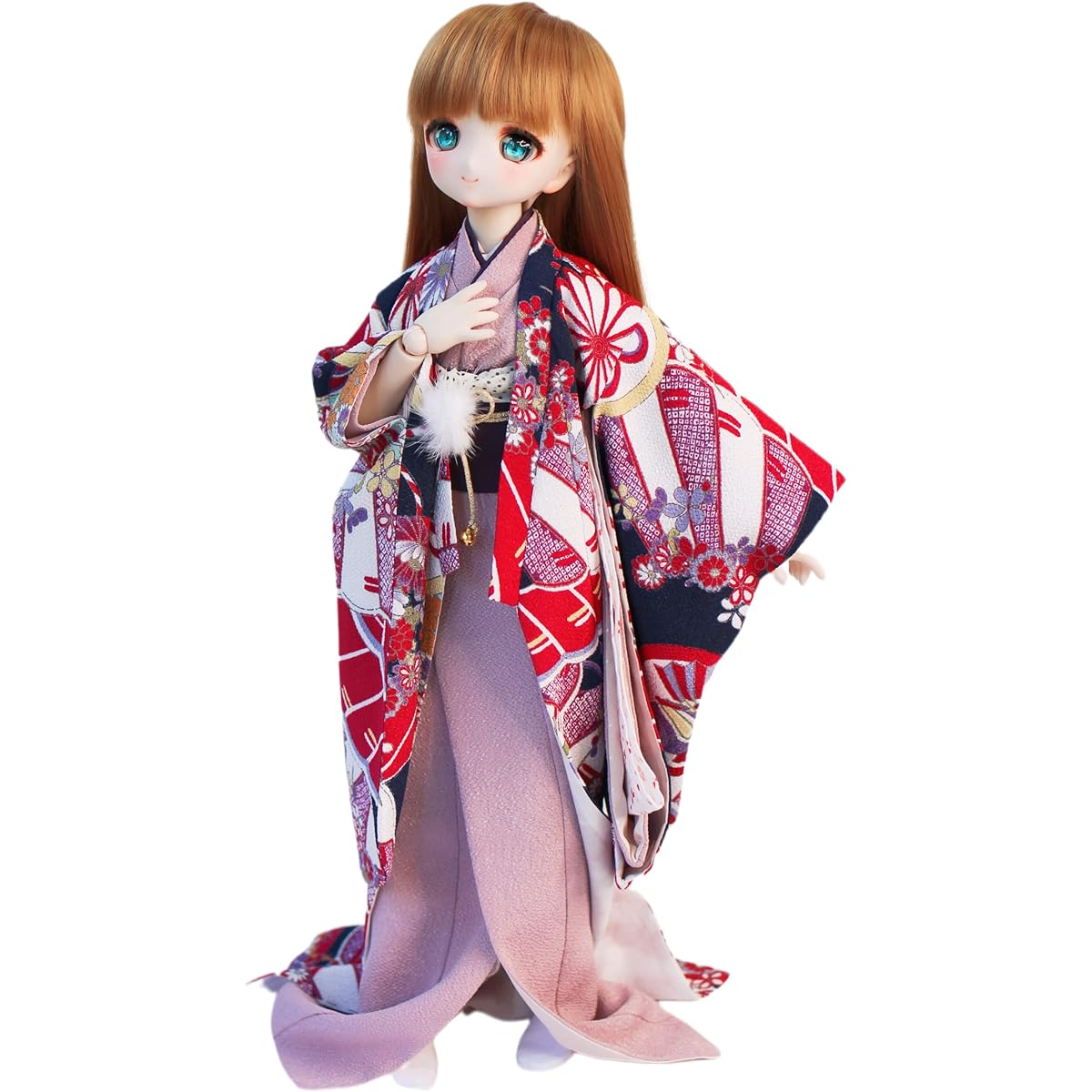 Marie] 1/3 MDD DDP compatible formal wear 9-piece set (uchikake, kimono, under-kimono, obi, obiage, obijime, 2 waist strings, fur decoration, tabi) Four Seasons of Sagano Purple Japanese pattern kimono 40cm doll BJD doll clothes [Petite Marie] [No.0179]