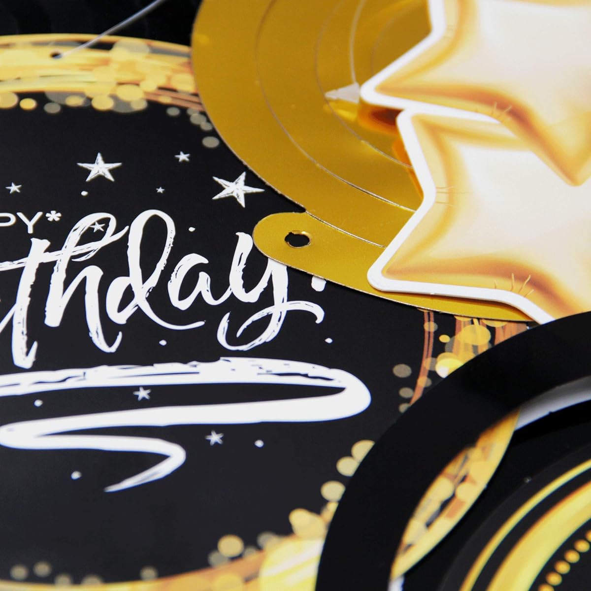 16th Birthday Decorations Ceiling Hanging Swirls Happy 16th Birthday Party Silver Black Gold Foil Swirls Birthday Party Supplies
