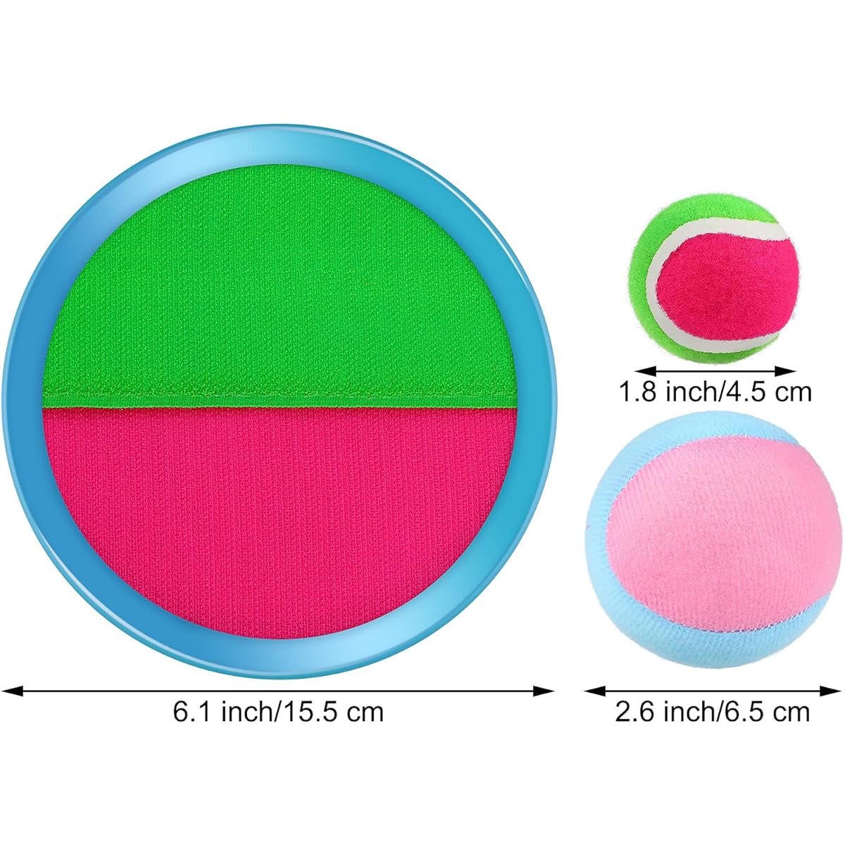 ELCOHO 12 Toss & Catch Sports Game Set, 12 Toss & Catch Paddles, 12 Toss & Catch Balls (6 Hard Balls & 6 Soft Balls) with Storage Bag for Sports, Beach, Party, Favors, and Supplies
