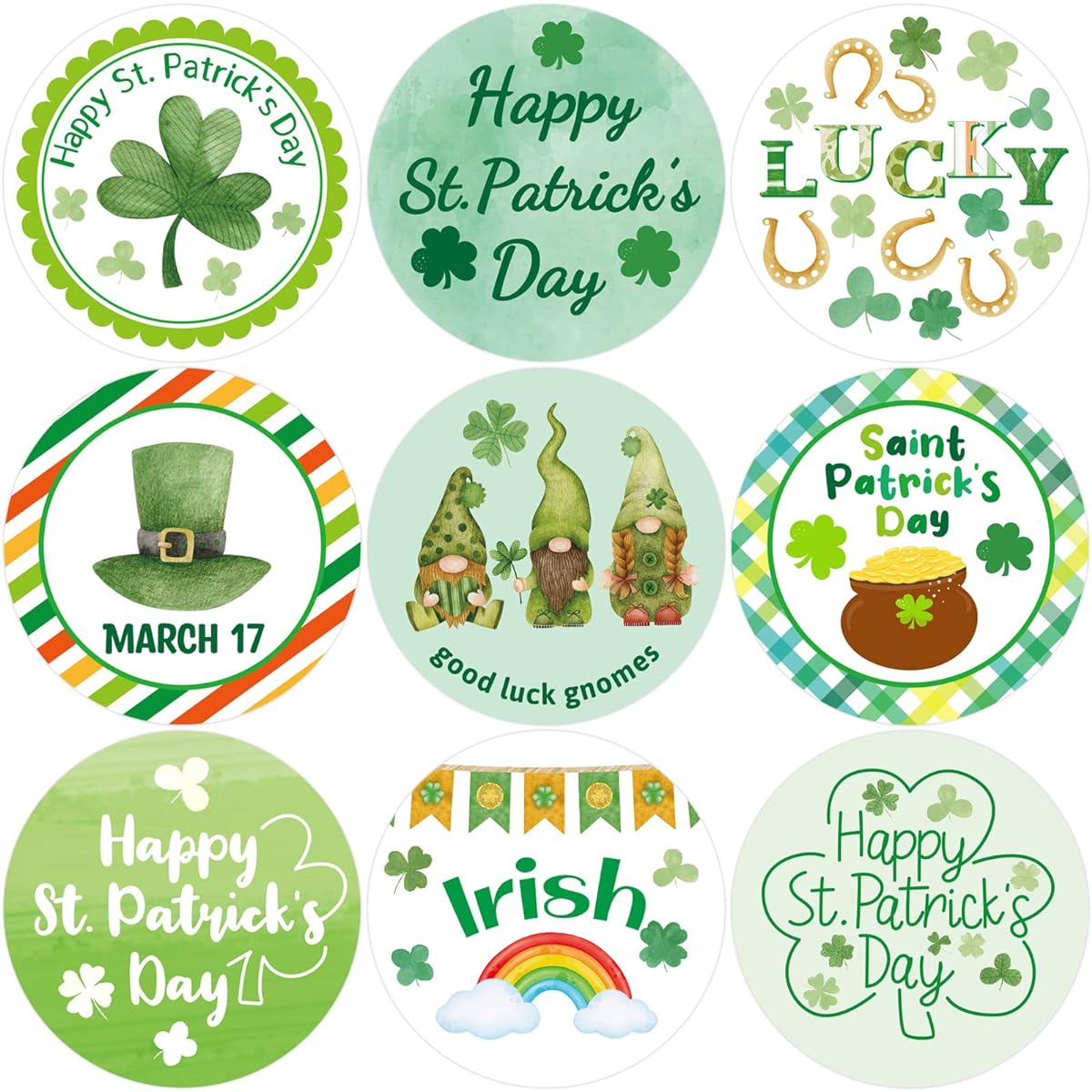 St. Patrick's Day Stickers for Envelopes Shamrock Roll Stickers for Kids Party Supplies Decoration 500 Sheets