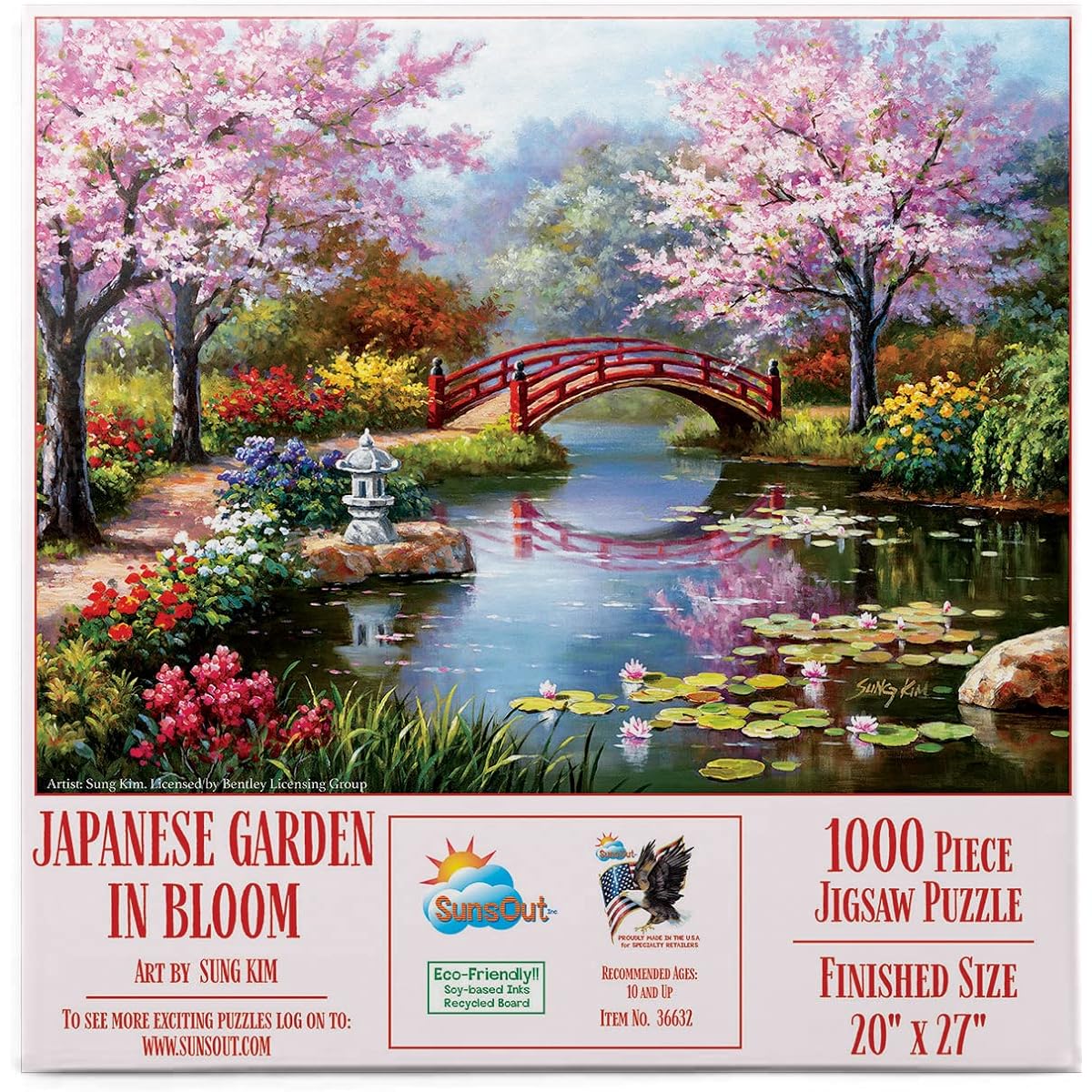 SUNSOUT INC - Japanese Garden in Bloom - 1000 Piece Jigsaw Puzzle Artist: Sung Kim - Finished Size 20" x 27" - MPN# 36632