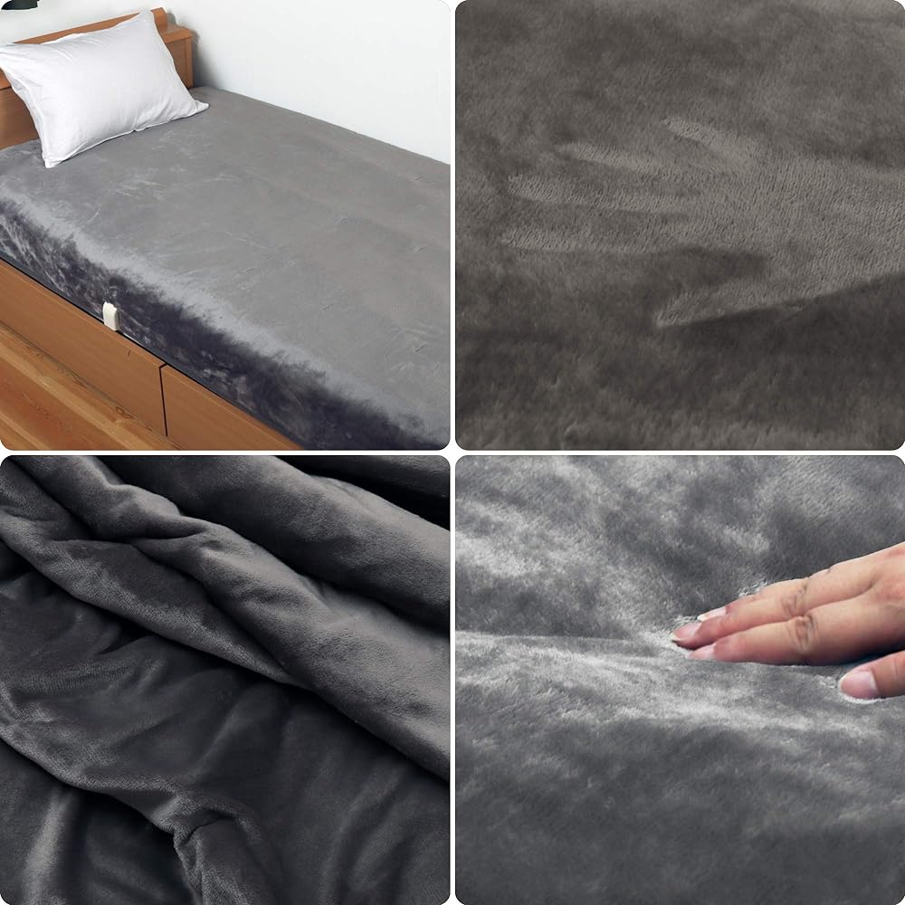 [Made in Japan] Lifejoy electric blanket, can be used as a blanket, 188cm x 130cm, washable, double-sided flannel, with room temperature sensor, no timer function, fluffy, gray JCBR803H