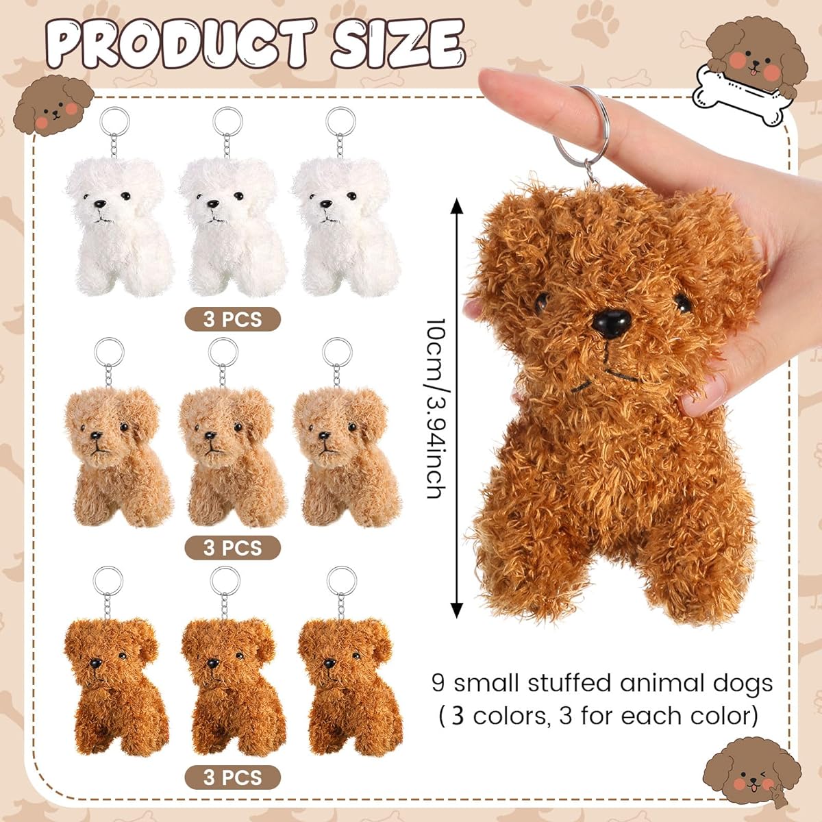 Wettarn 54pcs Dog Themed Party Favors, Mini Dog Stuffed Animals, Small Stuffed Animals, Puppy Keychains, 9 Non-Woven Paw Print Bags, Dog Gift Bags, 36 Paw Print Rubber Bracelets, Birthday Party Supplies