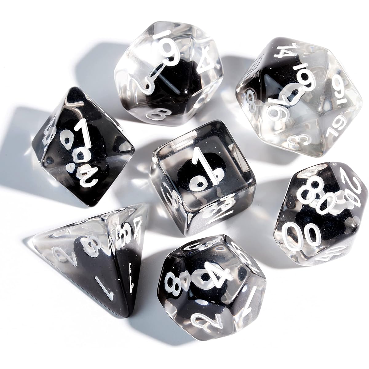 Svizo DND Dice Set, 7 Dice Polyhedral Dice Elven Handcrafted Beautiful Inclusions D&D Dice for Dungeons and Dragons Tabletop RPG MTG Pathfinder Dust Sprite