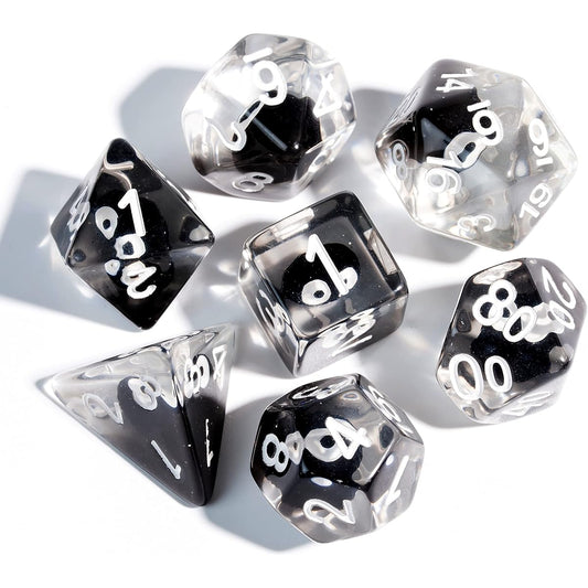 Svizo DND Dice Set, 7 Dice Polyhedral Dice Elven Handcrafted Beautiful Inclusions D&D Dice for Dungeons and Dragons Tabletop RPG MTG Pathfinder Dust Sprite