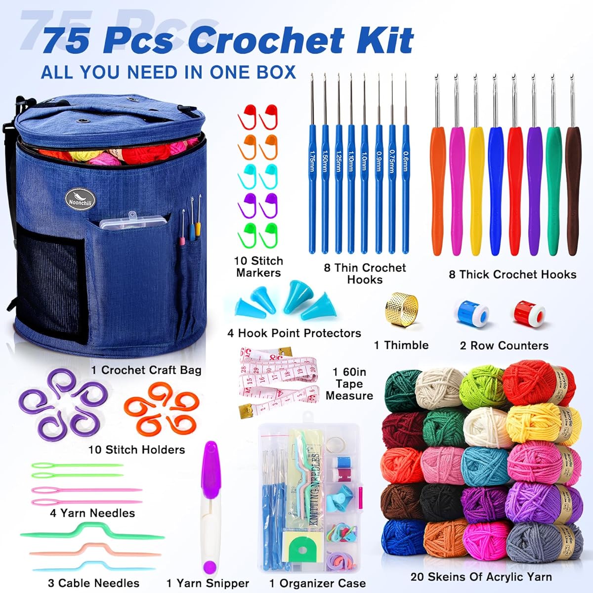 NOONCHILI Crochet Kit for Beginners Adults Kids