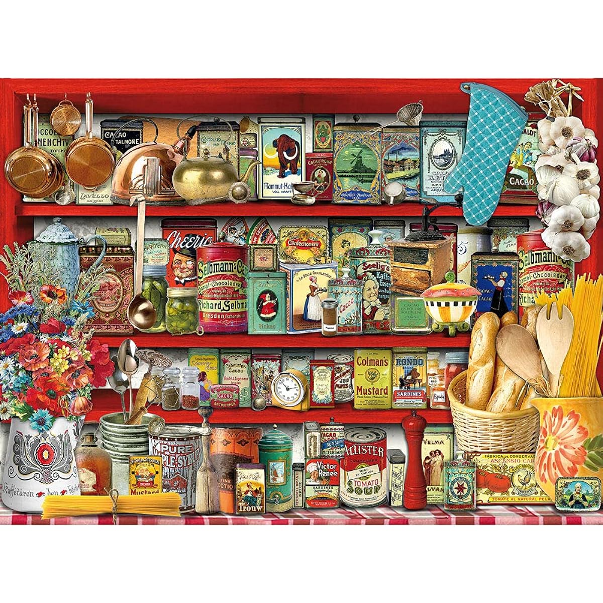 Bits and Pieces - 300 Piece Jigsaw Puzzle for Adults 18" x 24" - Kitchen Shelf - 300 Piece Food Home Vintage Jigsaw Artist: Barbara Behr