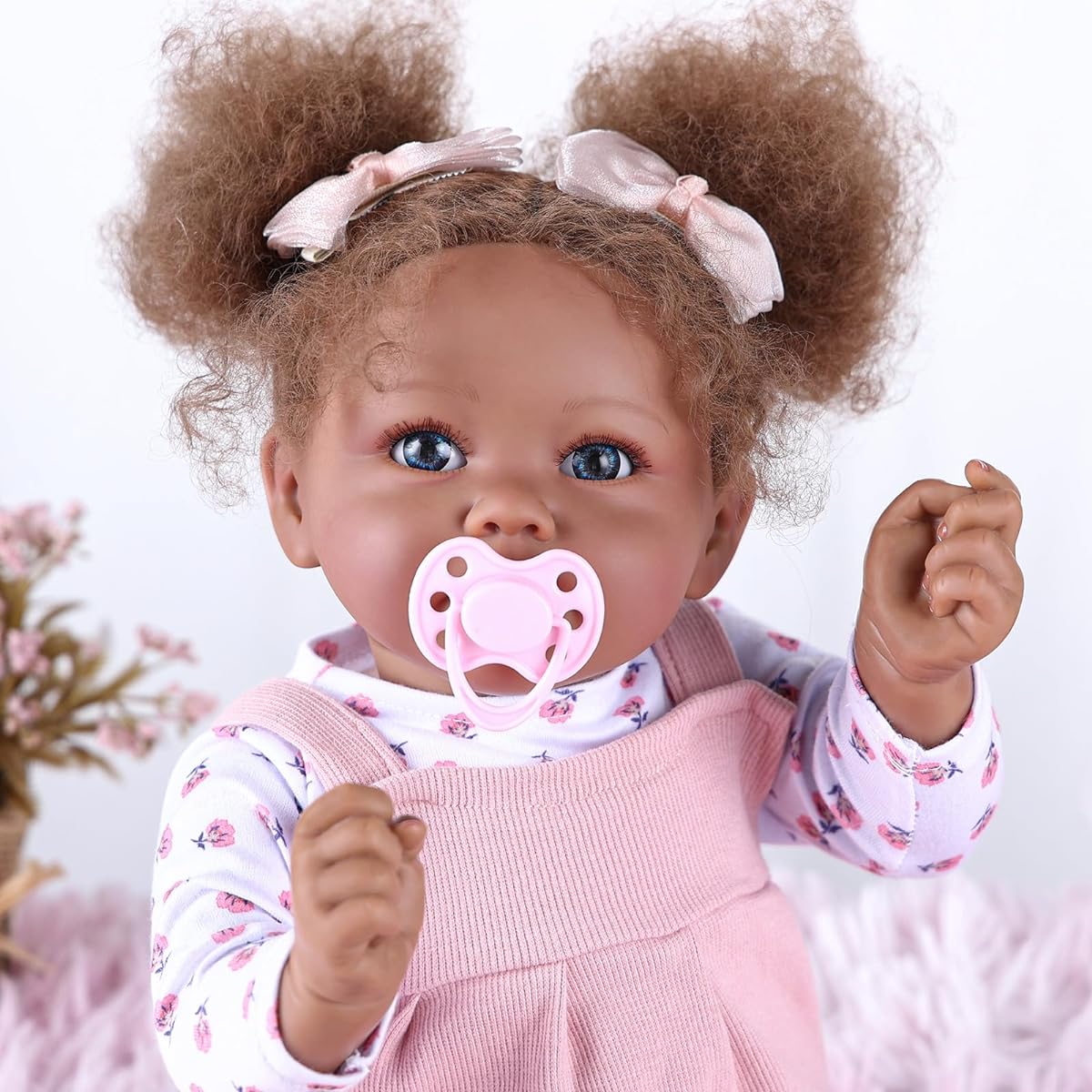 BABESIDE Reborn Baby Doll Black Girl - 20 Inch - African American Girl Blue Eyes - Vinyl Head & Limbs, Cloth Body - Realistic Newborn Doll with Accessories for Kids Girls Boys